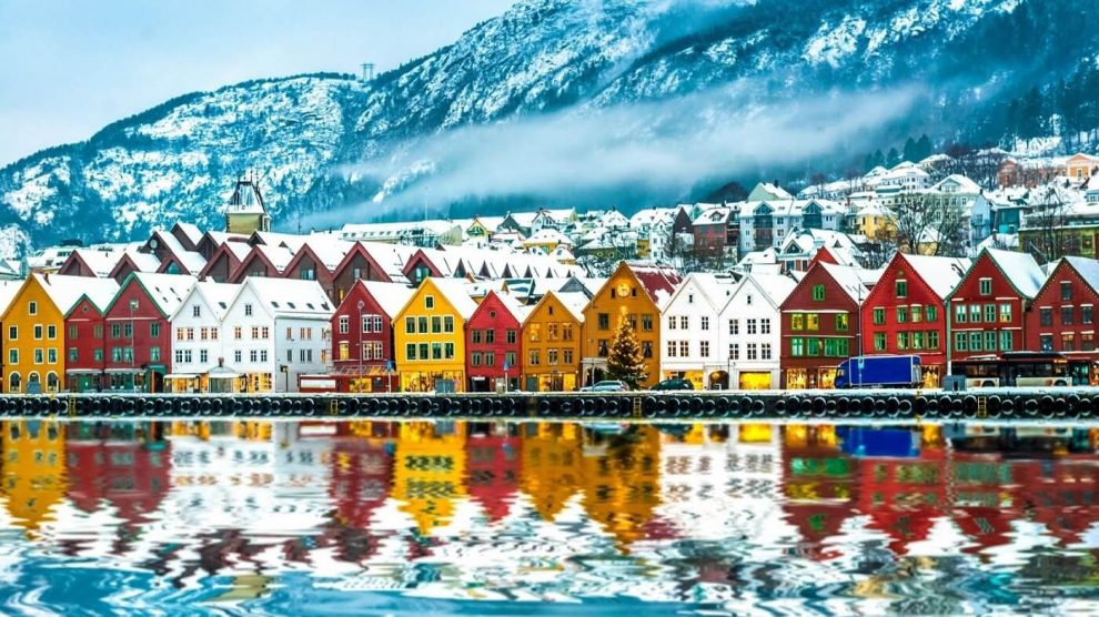 Vista de Bergen - noruega - inverno