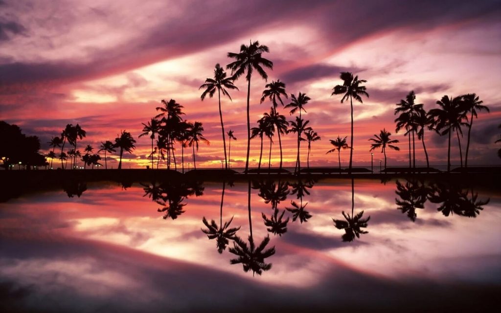 Paisagem Maldivas no pôr do sol