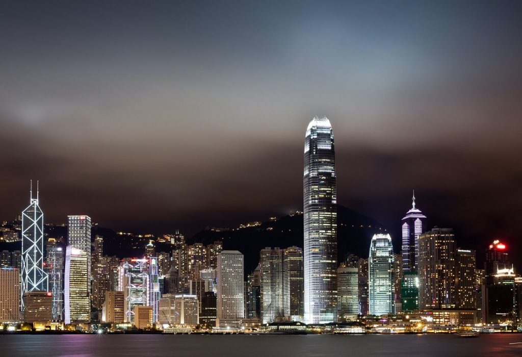 Vista noturna de Hong Kong